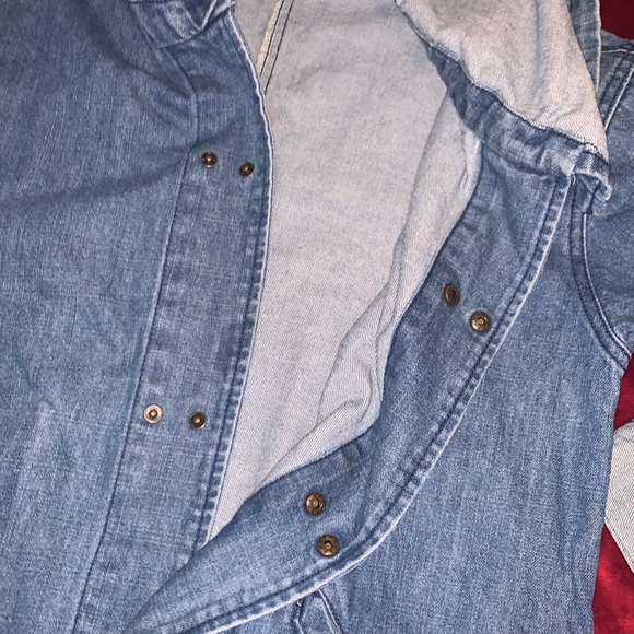 Urban Outfitters 2000s Blue Denim Long Frayed Hem Snap Button Jacket Size Small - Picture 4 of 9